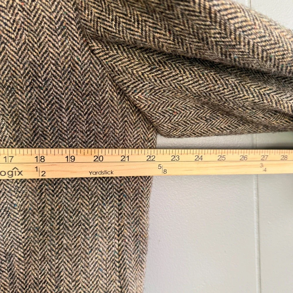 JOS ABANK Harris Tweed Blazer 44L Herringbone Wool Sport Brown Coat Horn Buttons